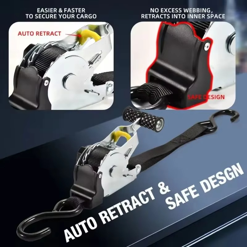 Retractable Ratchet Straps - Fast, Secure, and Tangle-Free Tie-Down Solution