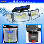 SecuSolar MaxView 167 Solar Security Spotlight 167 LEDs | 3 Adjustable Heads | Motion Sensor & 3 Light Modes | IP65 Waterproof | 2200 Lumens