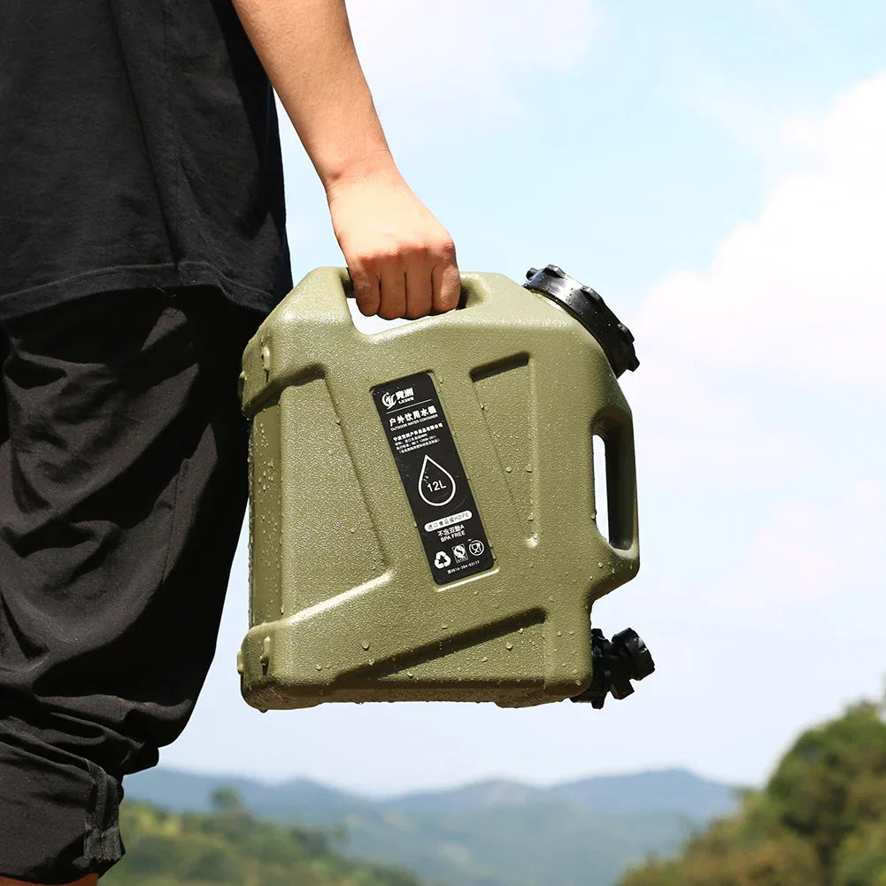 Portable 12L water container with tap – Sturdy canister for outdoor and camping