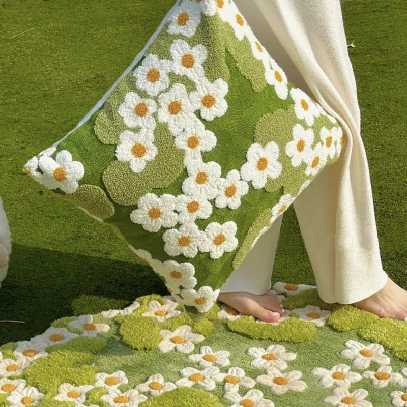 Flower Garden Embroidery Cushion Cover