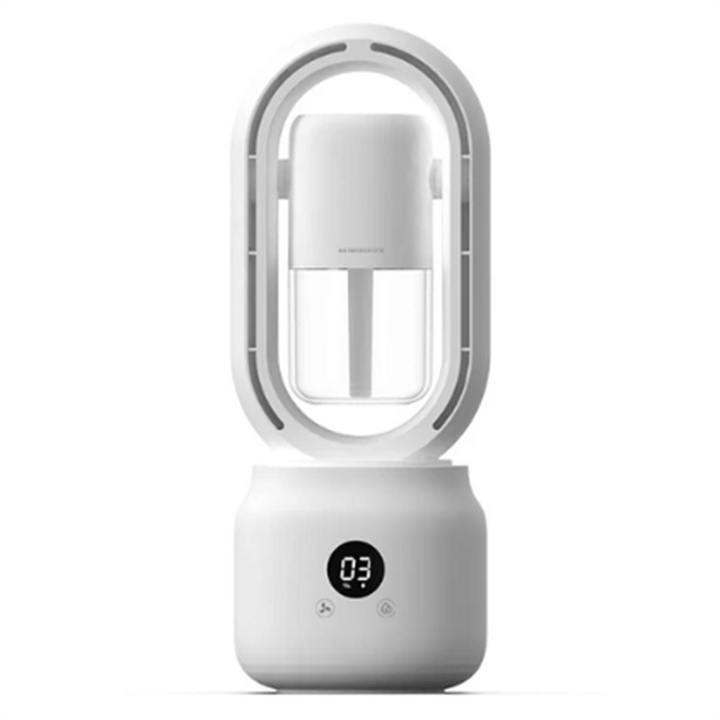 Portable fan without blades with humidifier and night light for refreshing comfort