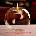 LightGlass Glass Tea Light Holder Round | Transparent Design | Hollow Decorative Glass for Living Room & Wedding | 1 piece