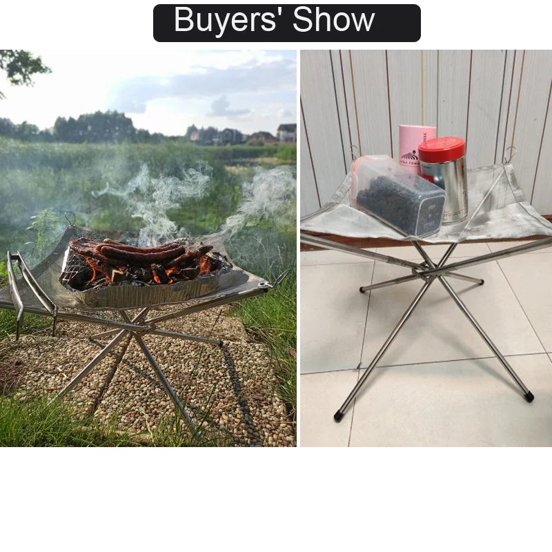 Pyroniq Outdoor Fire Pit | Foldable & Stable | Stainless Steel | For Camping & Garden