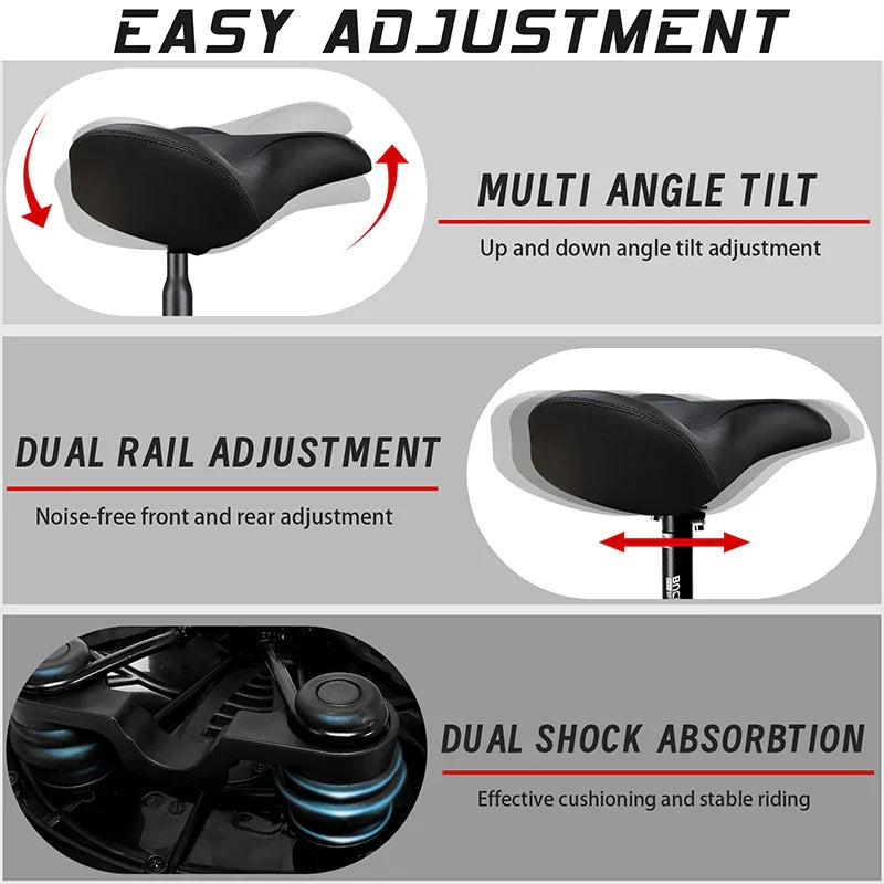 Oversized Bike Saddle with Shock Absorption and Waterproof Design – Comfortable Bicycle Seat for Long Distances