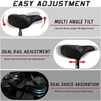 Oversized Bike Saddle with Shock Absorption and Waterproof Design – Comfortable Bicycle Seat for Long Distances
