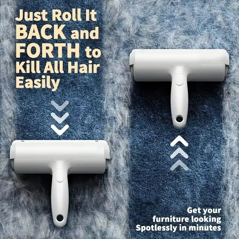 Reusable Pet Hair Removal Mitt and Self-Cleaning Roller Set for Furniture, Couch, and Carpet