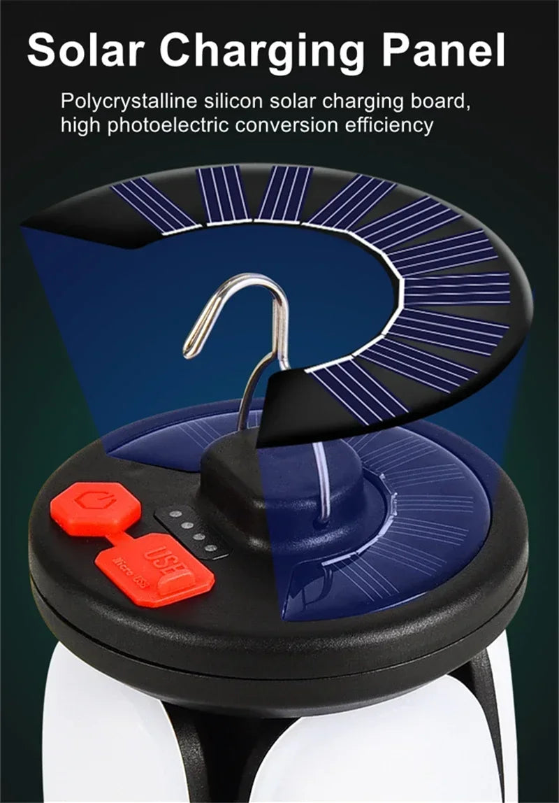 LUMALITE Solar Camping Lamp | USB & Solar Charging | 6 Light Modes | Foldable & Power Bank – 1000 Lumen