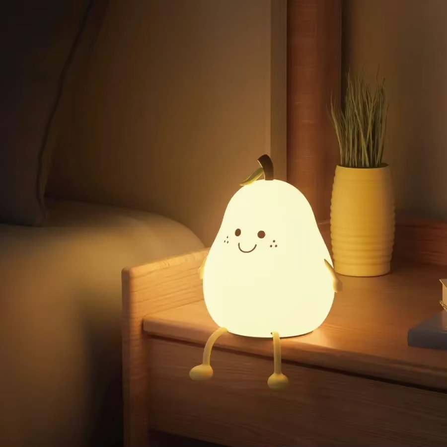 Super Soft Touch-Controlled Multicolor Silicone Pear Night Light