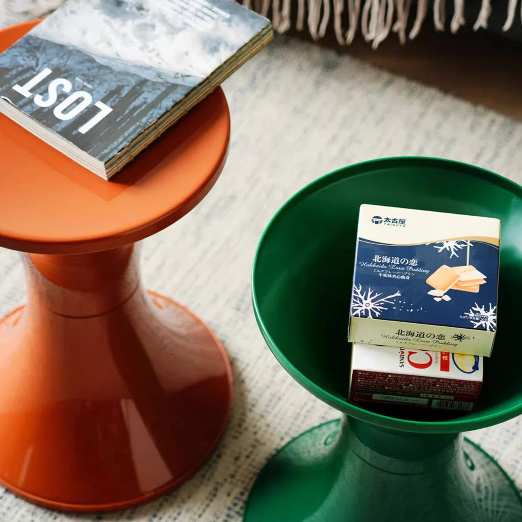 Nordic Plastic Side Table with Thick Hourglass Design
