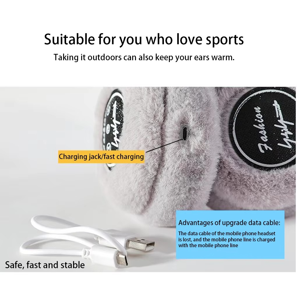 Wireless Plush Earphones with Bluetooth 5.2 and Warm Fur Design