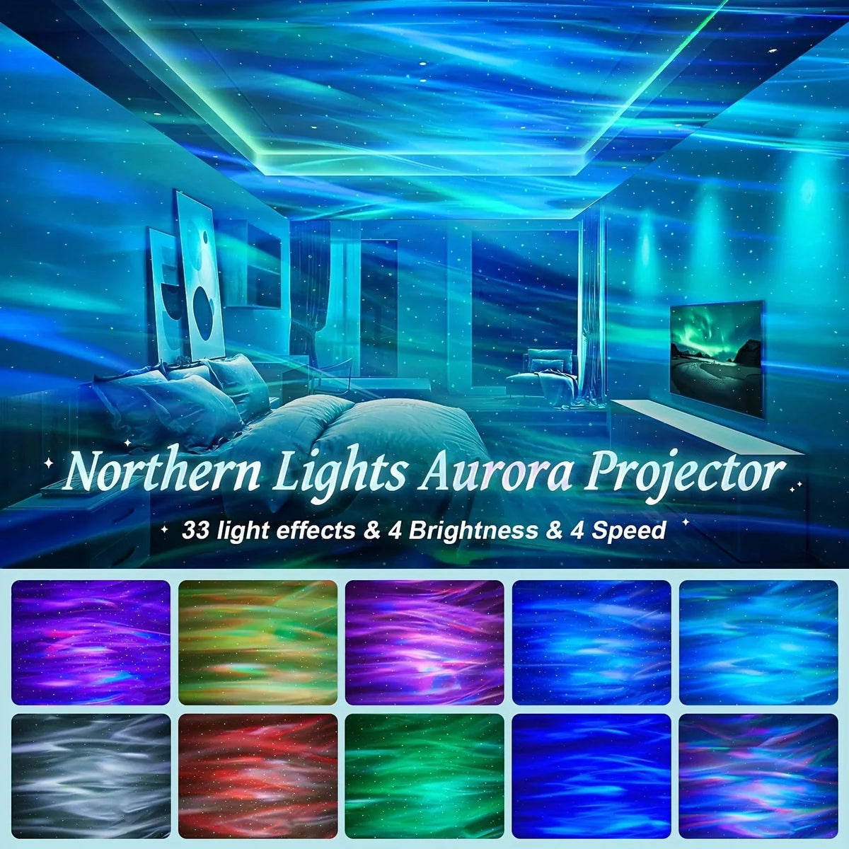 360-Degree Rotating USB Galaxy Projector with Music Sync