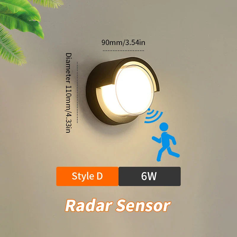 LED Wall Light LumoGuard | With Radar Motion Sensor | 6W/12W | Warm & Cold White | IP66 Waterproof