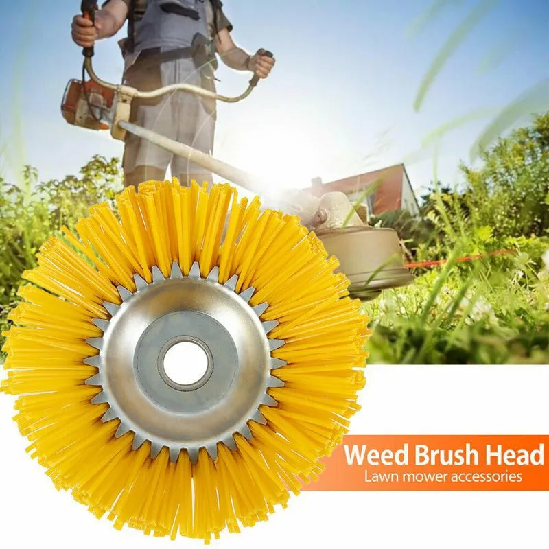 WeedMaster 220 | 8-Inch Weed Wheel with Nylon Brush Head | For Lawn Trimmers & Brush Cutters | For Paving Joints & Edges