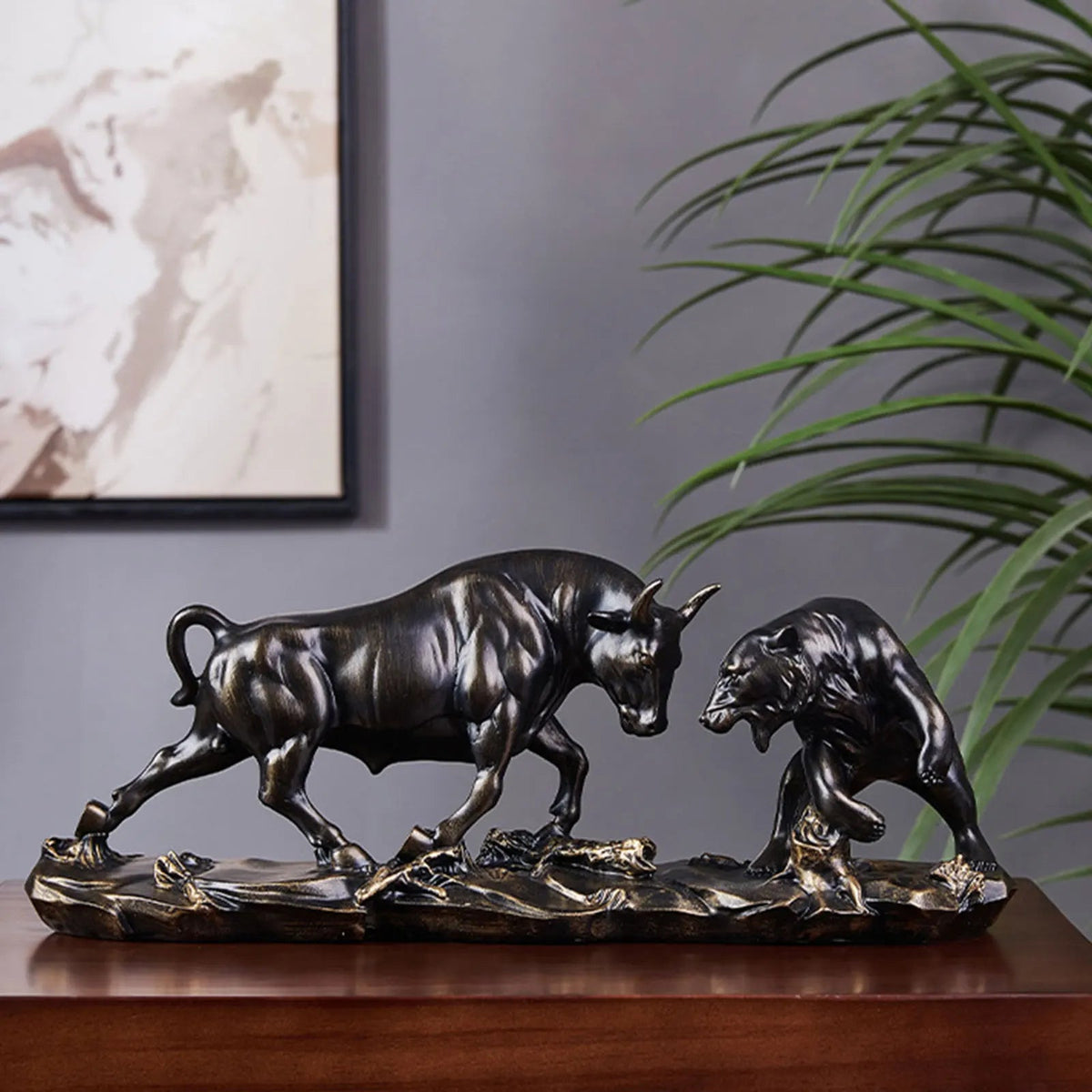 Feng Shui Bear and Bull Statue, Bull Figure, Collection Cow Sculptures Animal