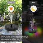 AquaLume Solar Spring | 3W Solar Fountain with LED Color Play | Up to 60 cm Fountain Height | 7 Nozzle Attachments