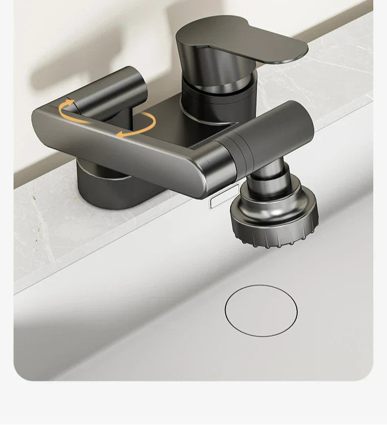 Two-Hole Bathroom Faucet with 360-Degree Swivel Spout