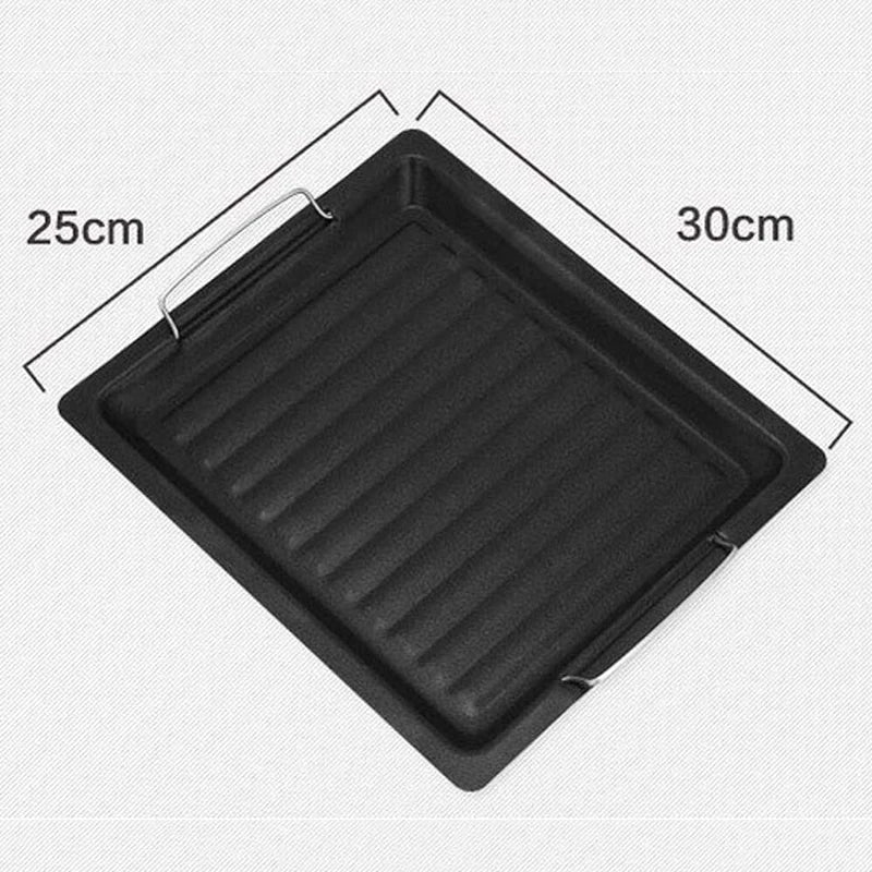 Feurossa Cast Iron Grill Plate Reversible Plate | For Gas Grill & Stove | 25 × 30 cm | For Pizza, Meat, Vegetables & Fish