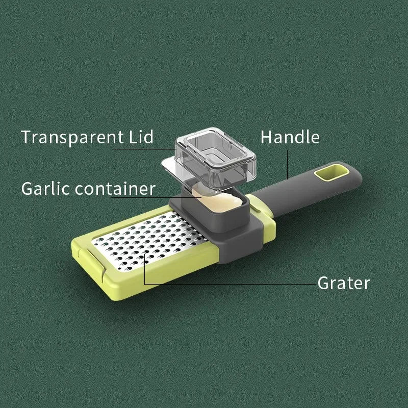 ZESTIRO Garlic-Ginger Grater | Manual Stainless Steel Press | Ergonomic Chopper for Onion, Garlic & Ginger | Non-Slip & Efficient