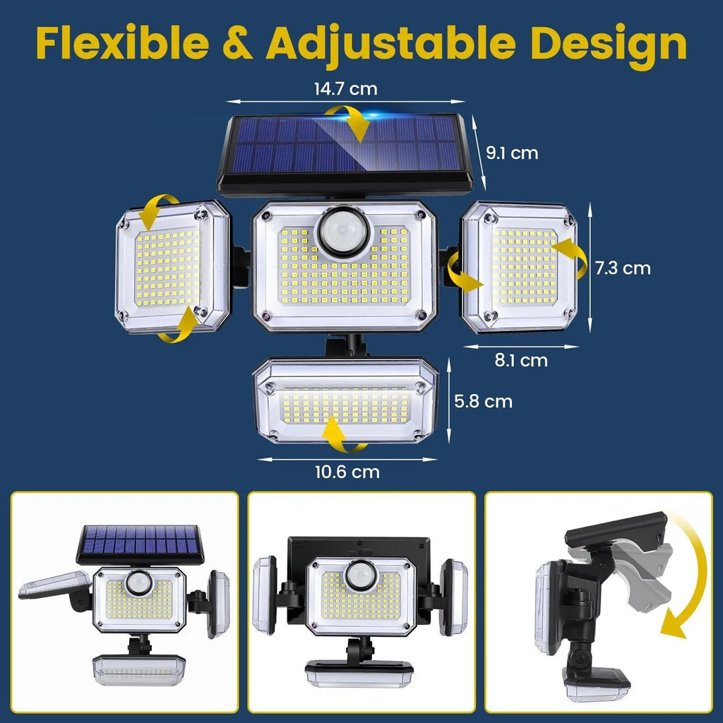 Solora GuardLight Solar Outdoor Lamp with Motion Sensor 2000 LM | 333 LED, IP65, 270° Beam Angle
