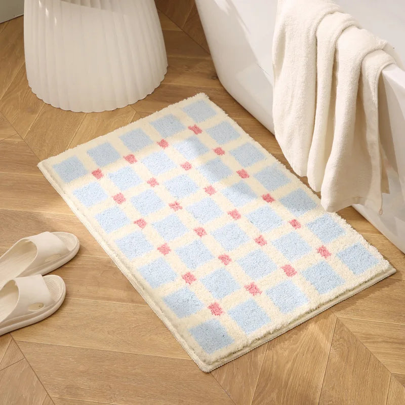 Long Tufting Grids Bathroom Mat
