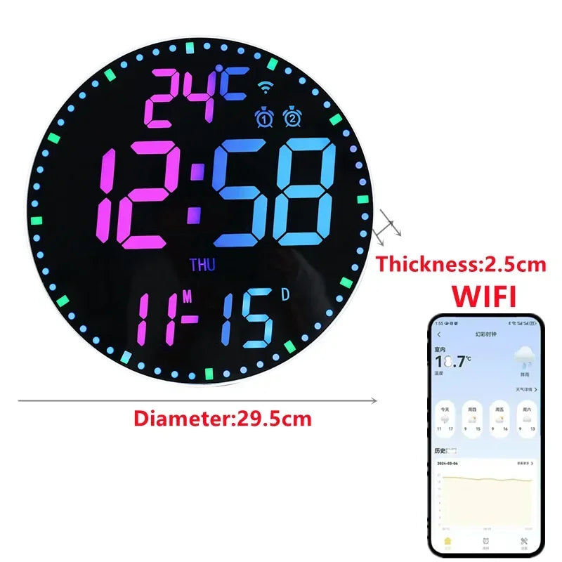 WiFiTime Clock - Smart LED Wall Clock with Calendar
