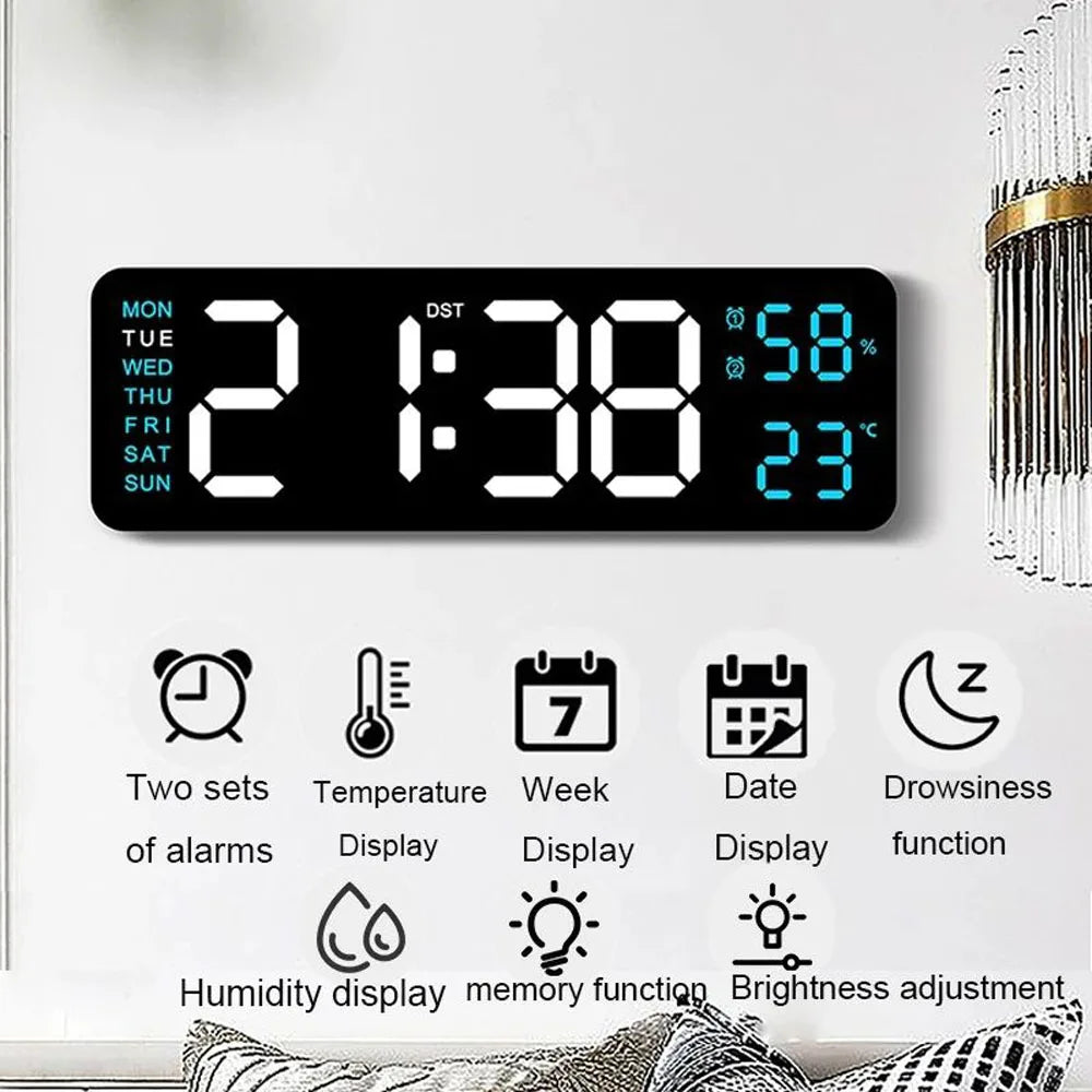 TimeGlow Clock - Slim Digital Alarm Clock with Temperature & Calendar