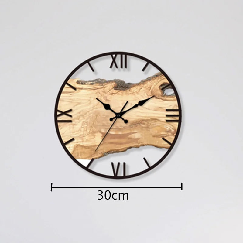 Silent wall clock made of acrylic and wood