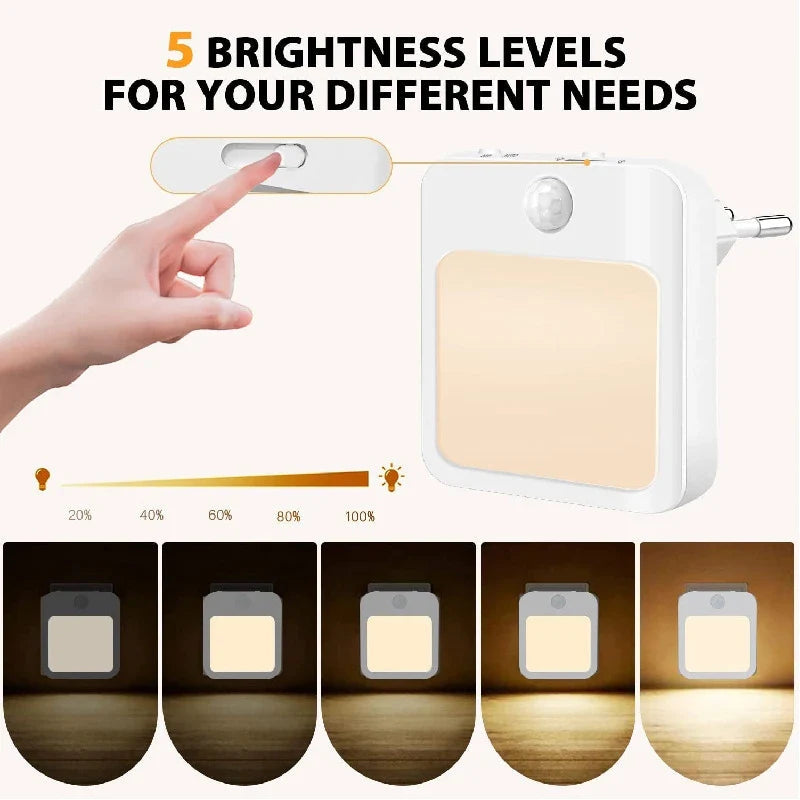 Sensilux Mini LED Night Light | With Motion Sensor | Warm & Cool White | For Hallway, Bedroom & Bathroom
