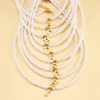 Elegant Gold Accented Pearl Letter Initial Necklace