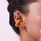 Dainty Two Tone C Hoop Wrapped Earrings