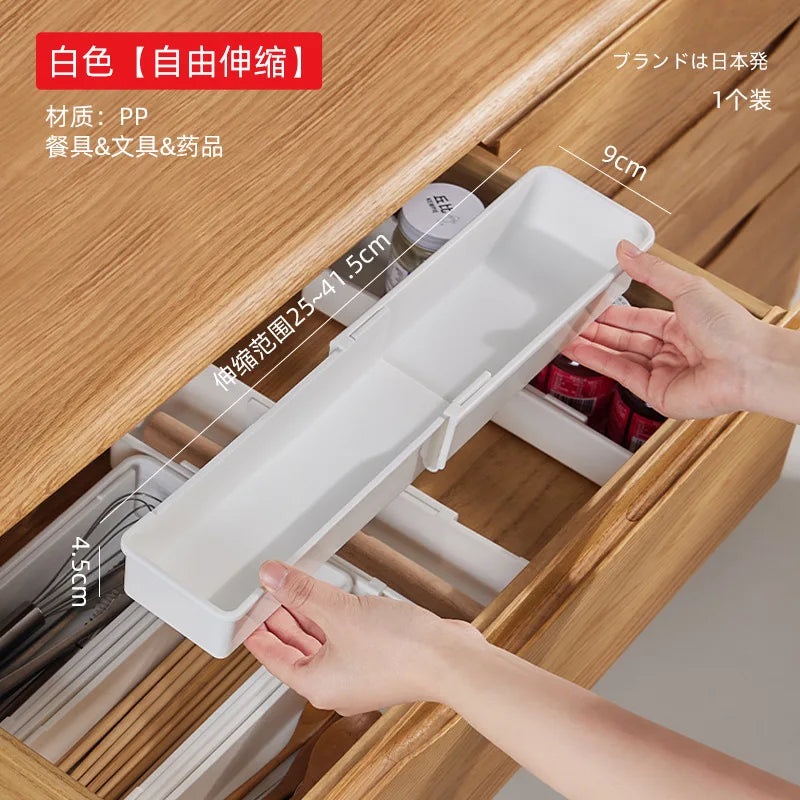 FlexiSort Cutlery Tray | Expandable Cutlery Organizer | Flexible & Space-Saving | White