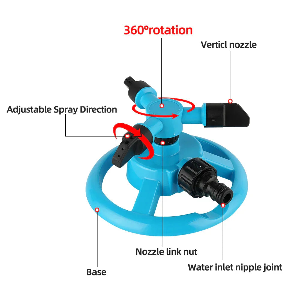 RainTiva Sprinkler | 360° Rotation | Water-saving & Durable | For Garden & Lawn Care