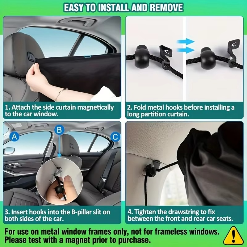 4-Piece Car Window Privacy Curtain Set with Rear Divider and Storage Bag