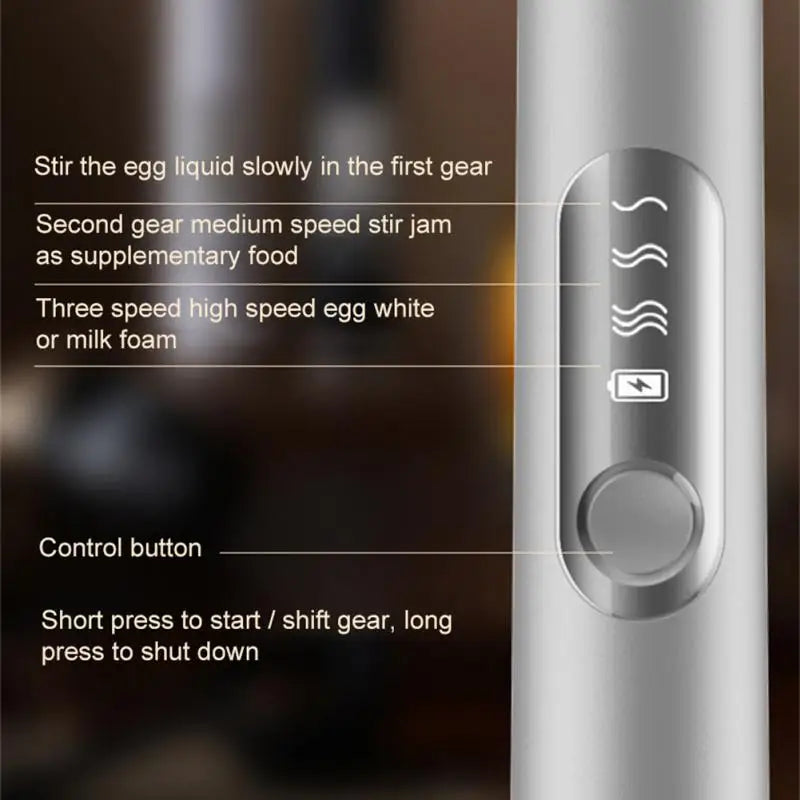 CREMIX Electric Milk Frother & Mixer | 3 Speeds | Double Attachment Made of Stainless Steel | USB Charging