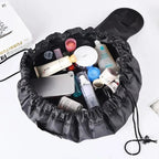 GlamFold Cosmetic Bag | Spacious bag with drawstring for stylish and practical use in black