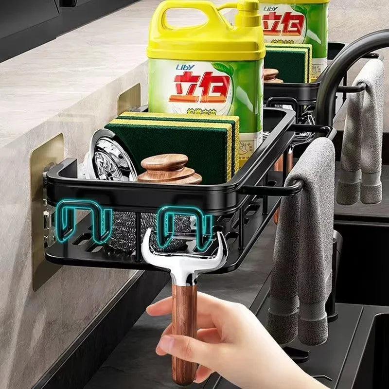 Aluminum Kitchen Shelf | Self-Emptying Sink Shelf – No Drilling Required