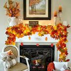 Aurelia Autumn Wreath | Artificial Maple Leaf Garland | 200 cm | Decor for Home & Garden