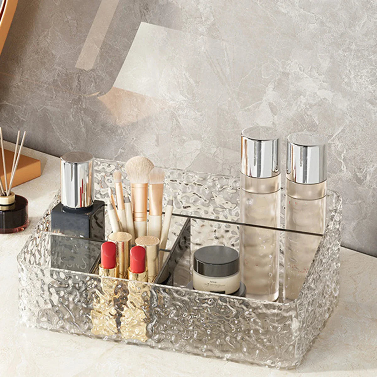 Make-up Organizer Box ClaryLux | Water Wave Design | Large Capacity | Open Trapezoidal Shape