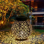 Outdoor Solar LED Lantern Light with Hollow Wrought Iron Design for Garden and Yard Decoration