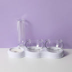 3-in-1 feeding station with drinking dispenser & raised bowl