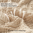 CottonBreeze | Muslin Blanket made of 100% Cotton | 6-layer, Breathable & Lightweight | For Sofa & Bed