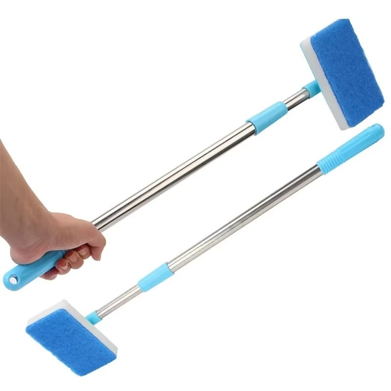 Extendable Aquarium Cleaner with 180° Adjustable Double-Sided Sponge