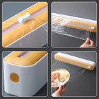 Film dispenser with knife for easy cutting of food and aluminum foil