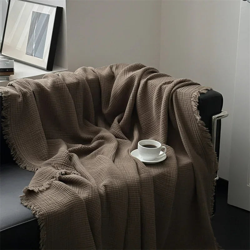 Solid color cotton sofa blanket
