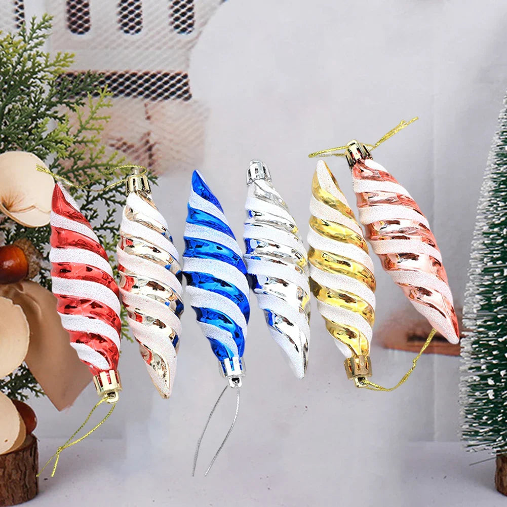 Spiral Christmas Hanging Ornaments, 11 cm Tall, for Trees and Celebrations
