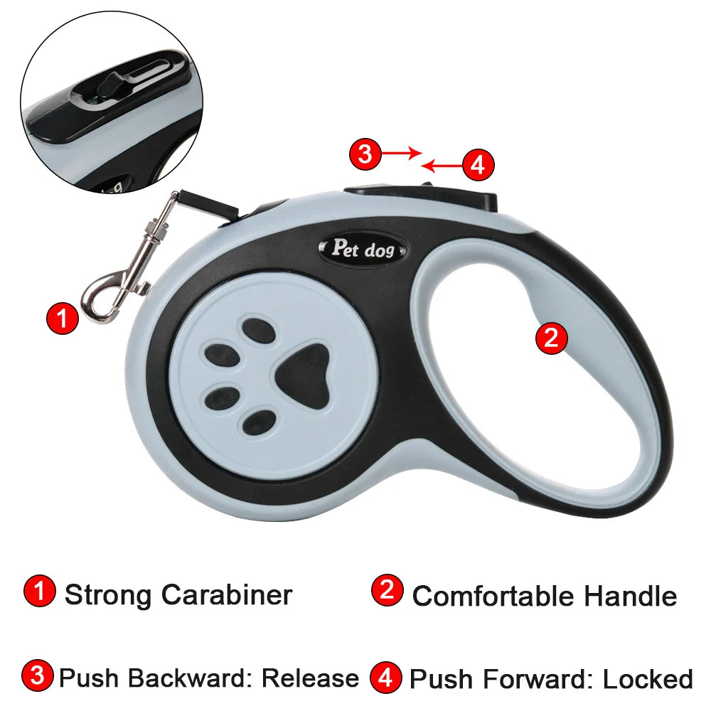 Dog Leash PawFlex | Automatic Retractable | Nylon & ABS | For Small to Large Dogs & Cats