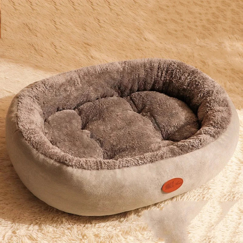 Oval Plush Bed for Dogs & Cats