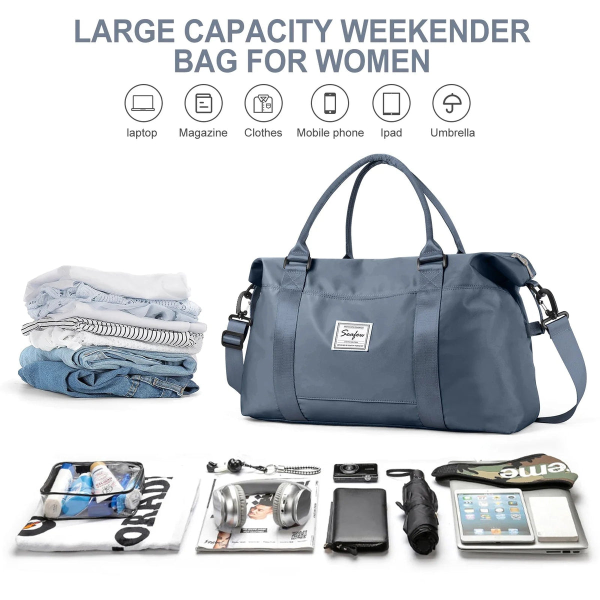Aerovigo Travel Bag Hand Luggage 40x20x25 | Large Capacity | Weekend Bag for Short Trips | Flight Compliant Cabin Bag