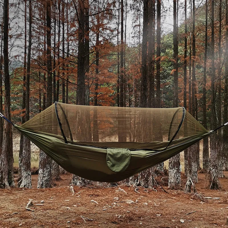 OutdoorRelax Hammock with Mosquito Net and Quick Closure – 200 kg load capacity