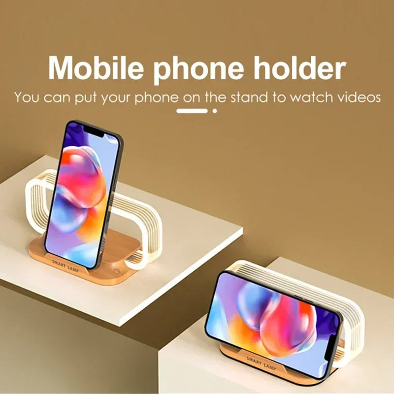 LumiCharge Touch | LED Table Lamp with Wireless Charger | Dimmable & Touch Control | Qi Fast Charging Function | Wood Look